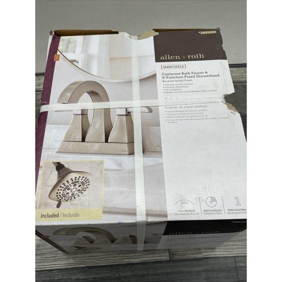 Allen + Roth Marchele Brushed Nickel Bathroom Faucet Drain, Shower Head Included - Picture 5 of 12